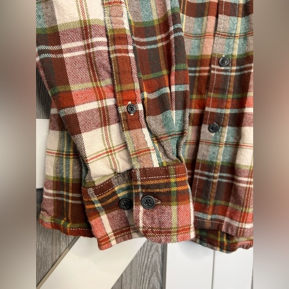 288. EDDIE BAUER Bristol Men's Flannel Shirt in Rust Plaid M - Picture 4 of 11